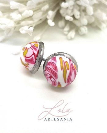 Flores Pendiente Botón Acero