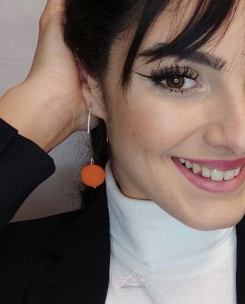 Pendiente Naranja Textura Arco hechos a mano por Artesanía Lola