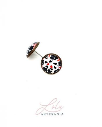 Pendiente Botón Rojo Negro