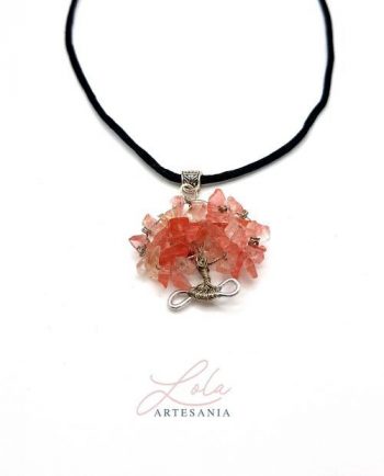 Cuarzo Rosa Collar Árbol Vida