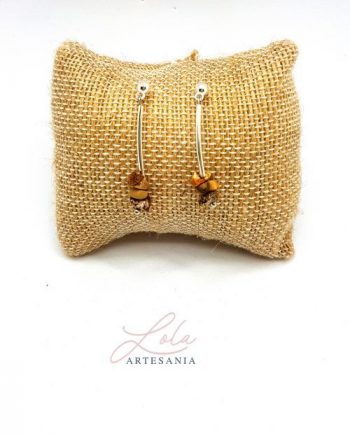 Pendientes artesanales de mujer en cuarzo marrón. Regalo exclusivo.