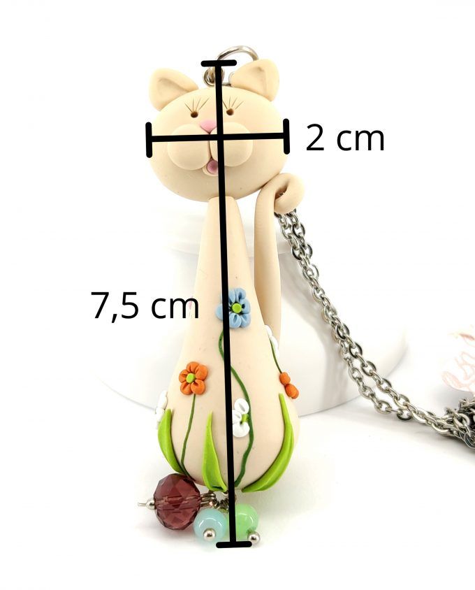 Collar Gato Mujer con cadena de acero inoxidable. Una joya de mujer para regalo hecho a mano.