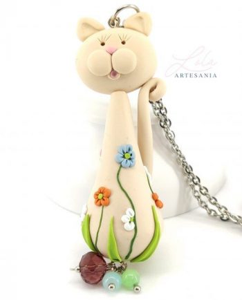 Collar Gato Mujer con cadena de acero inoxidable. Una joya de mujer para regalo hecho a mano.