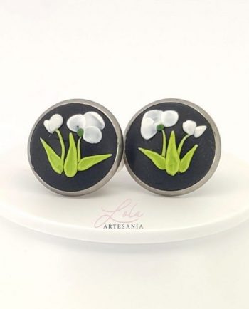 Pendientes de Botón de Flor Mujer en Acero. Una joya para regalo personalizado