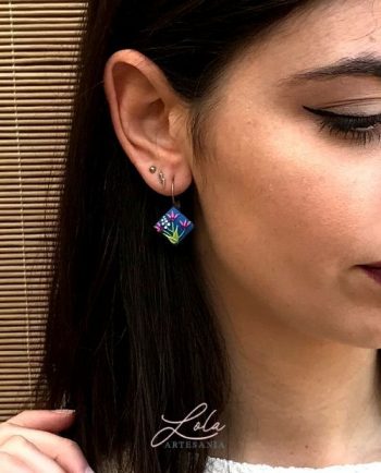 Pendientes Rombo flores Rosas