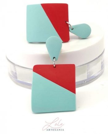 Maxi Pendientes Cuadrados Bicolor