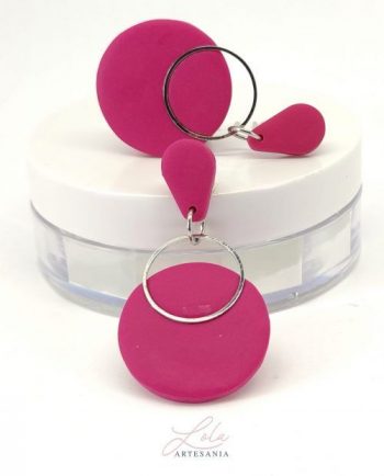 Maxi Pendientes Redondos Rosa