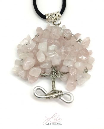 Cuarzo Rosa Collar Árbol de la Vida