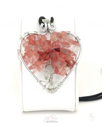 Collar Corazón De Cuarzo Rosa