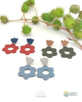 Pendientes Flor Bicolor hechos a mano en tonos terrosos