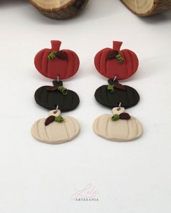 Pendientes de Calabaza Largos hechos a mano por Artesanía Lola