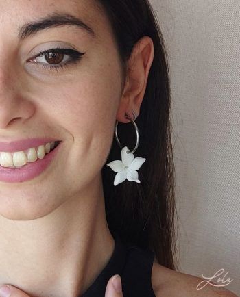 Pendiente Aro Acero de Jazmín hecho por artesanía Lola