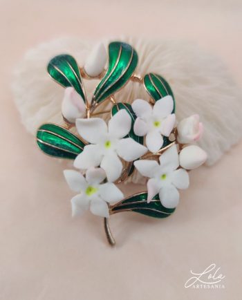 Biznaga Porcelana Broche hecho a mano